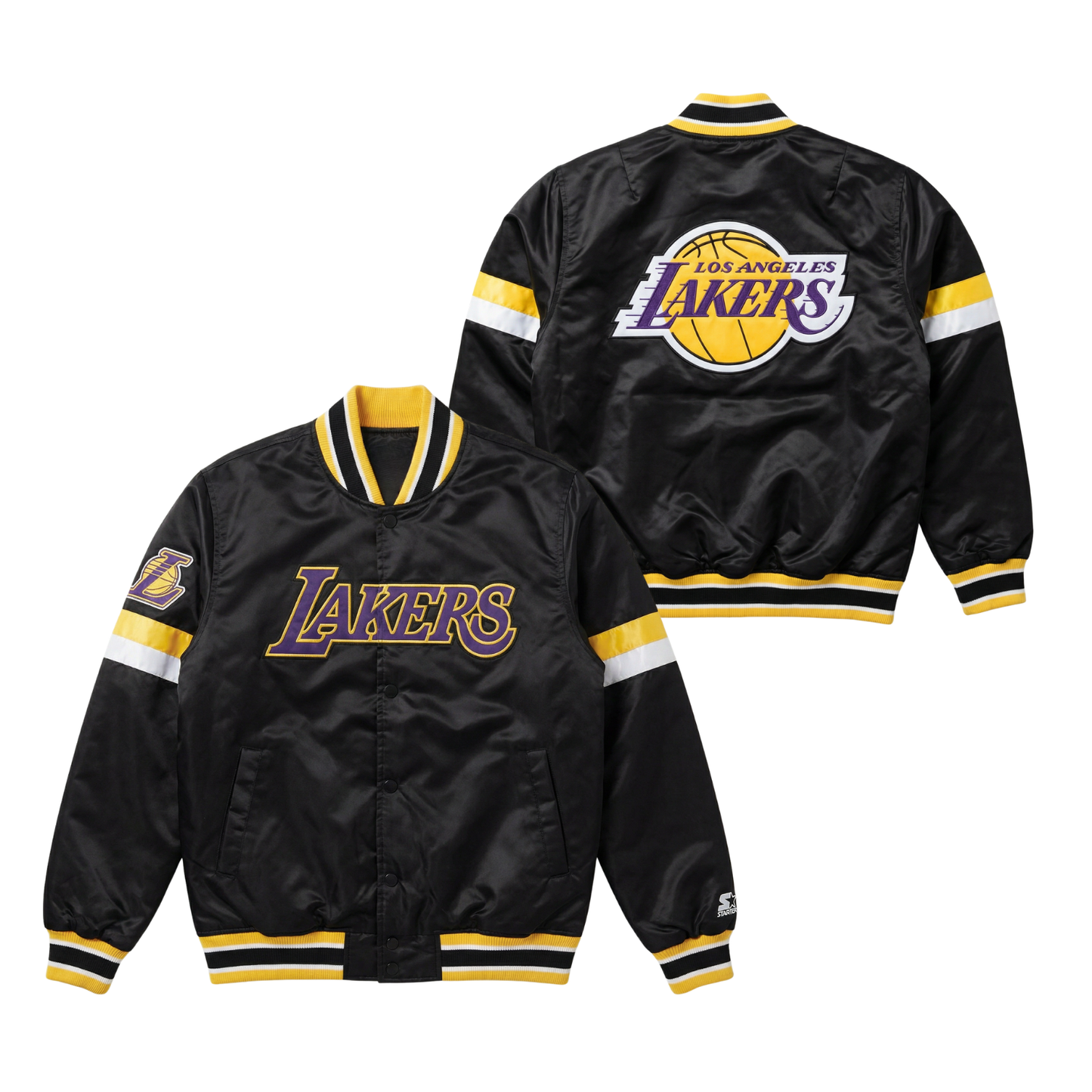 Lakers Throwback Satin Bomber – (Pre order Ships in 3-6 weeks)