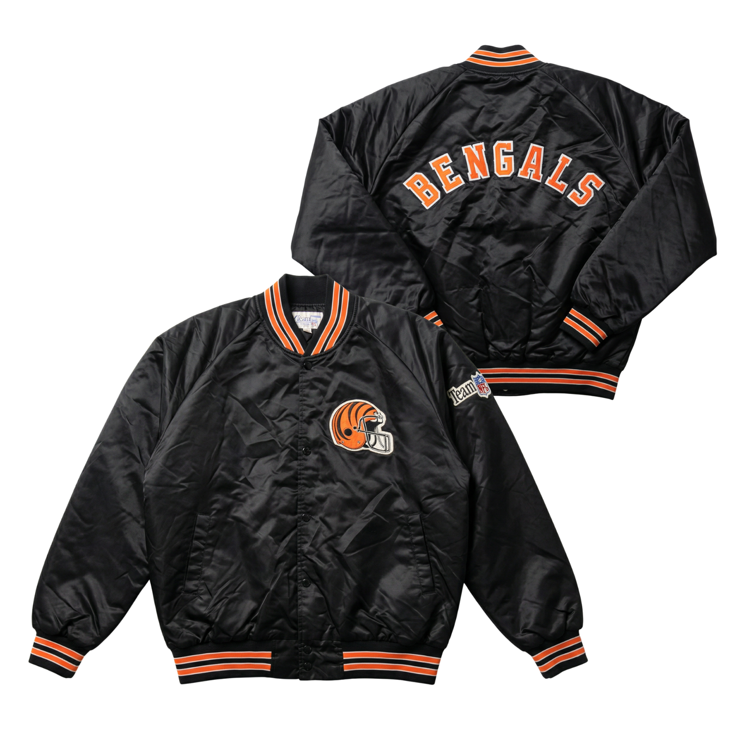 Bengals Throwback Satin Bomber – (Pre order Ships in 3-6 weeks)