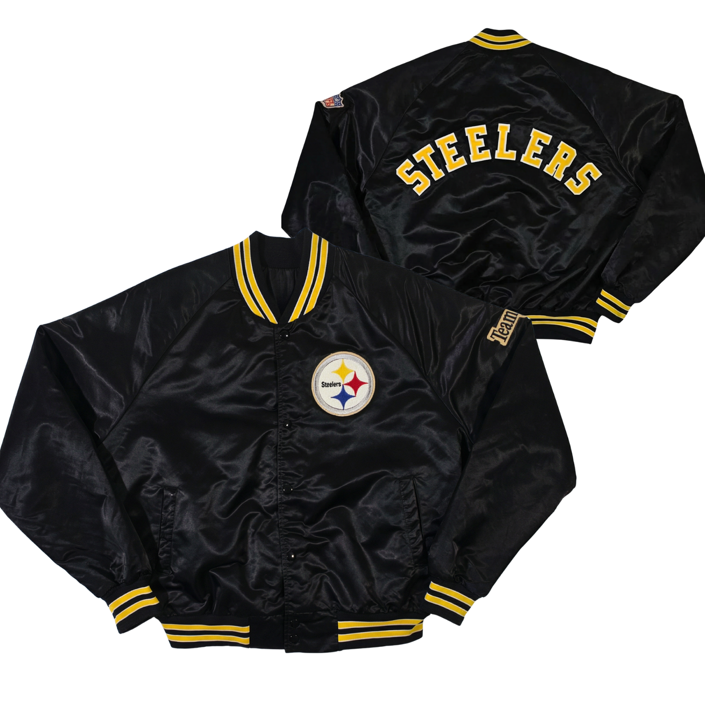 Steelers Throwback Satin Bomber – (Pre order Ships in 3-6 weeks)