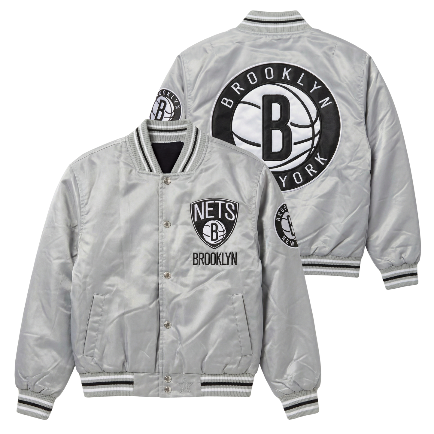 Nets Throwback Satin Bomber – (Pre order Ships in 3-6 weeks)