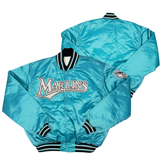 Marlins Throwback Satin Bomber – (Pre order Ships in 2-4 weeks)