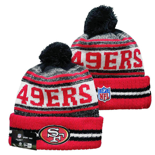 Gray/White/Red/Black Football Beanie