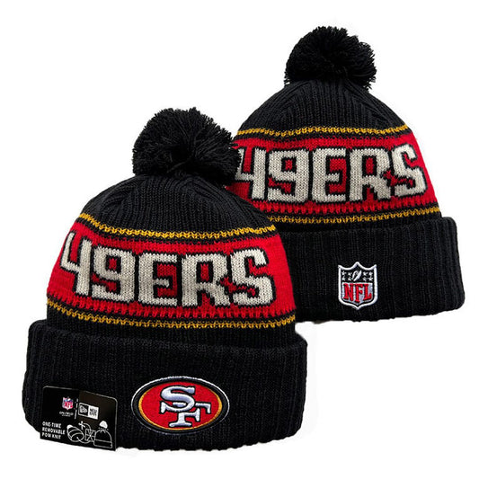 Black/Red/Gray/Gold Football Beanie