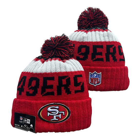 White/Red/Black Football Beanie