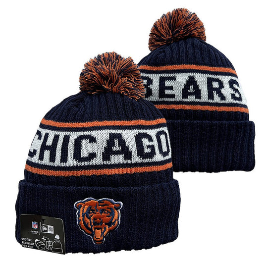 Navy/White/Orange Football Beanie