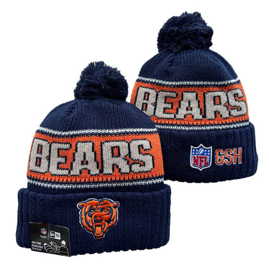 Navy/Orange/Gray/White Football Beanie