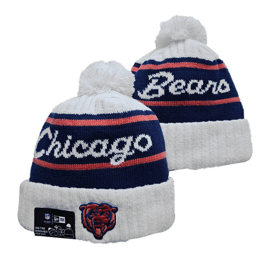 White/Navy/Orange Football Beanie