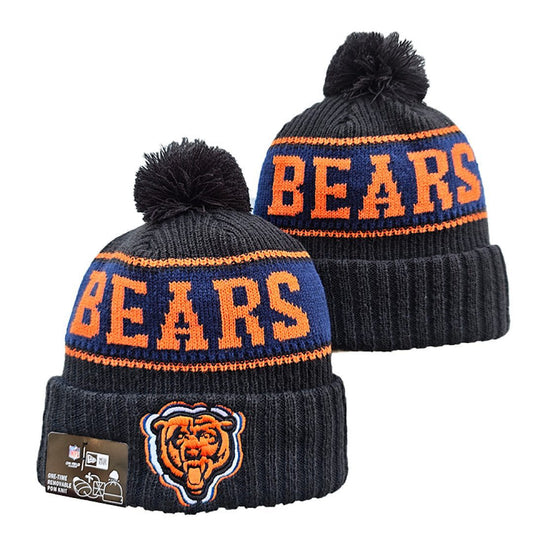 Black/Navy/Orange Football Beanie