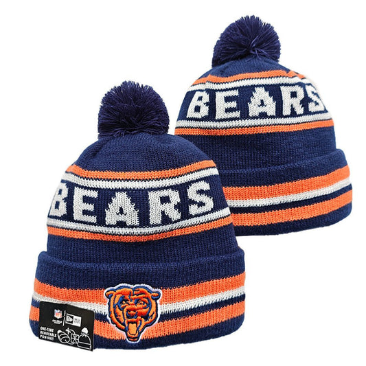 Navy/Orange/White Football Beanie