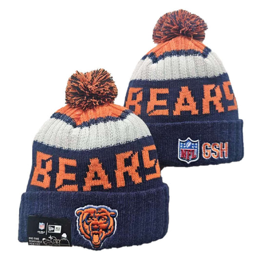 Navy/Cream/Orange Football Beanie