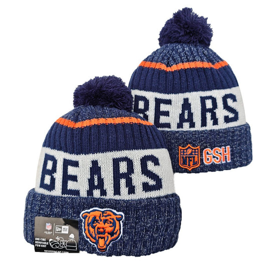 Navy/Gray/White/Orange Football Beanie