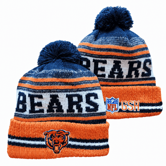 Navy/Gray/White/Orange Football Beanie