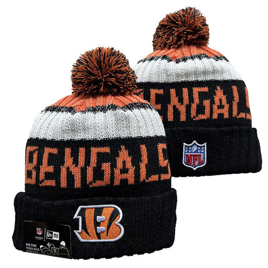 Black/White/Orange Football Beanie
