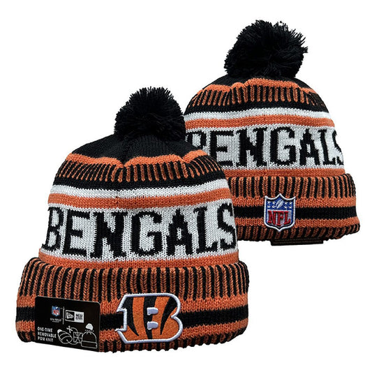 Black/White/Orange Football Beanie