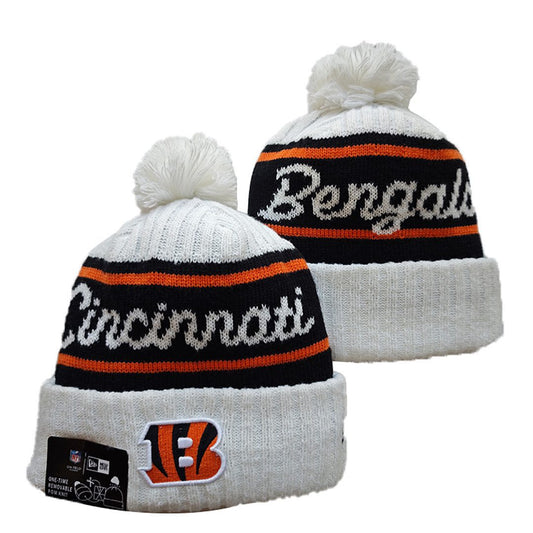 White/Black/Orange Football Beanie