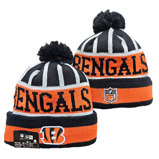 Black/White/Orange Football Beanie