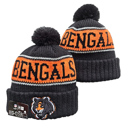 Gray/Orange/Black/White Football Beanie