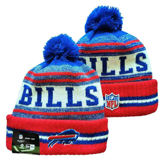 Blue/Cream/Red Football Beanie