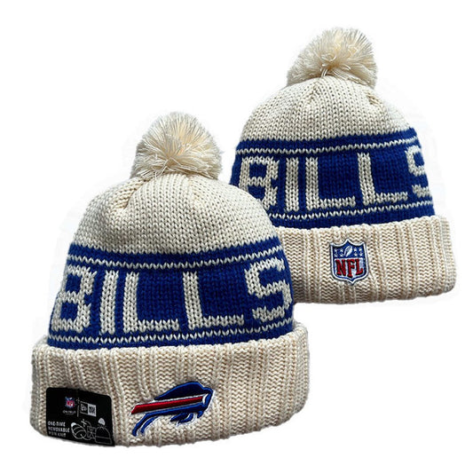 Cream/Blue Football Beanie