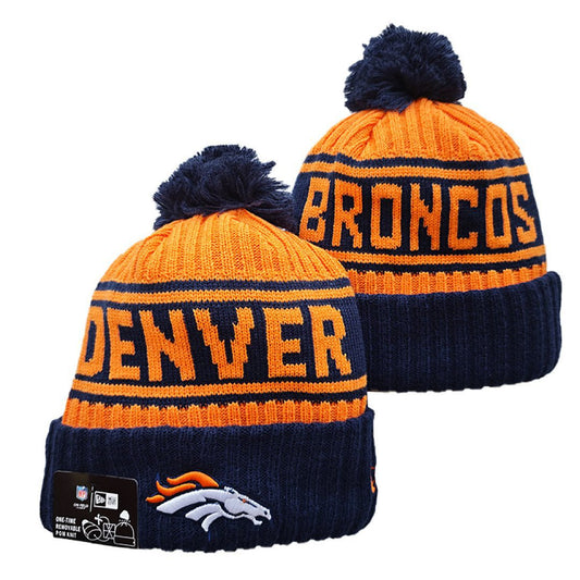 Navy/Orange/White Football Beanie