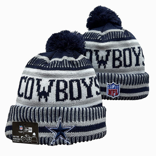 Gray/Navy/White Football Beanie