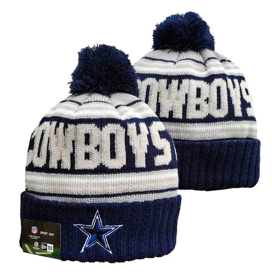 White/Navy Football Beanie