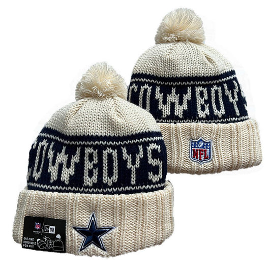 Cream/Navy Football Beanie