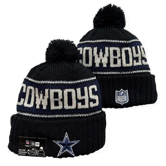Black/Navy/Cream Football Beanie