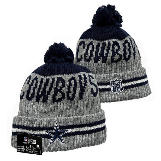 Gray/Navy/White Football Beanie