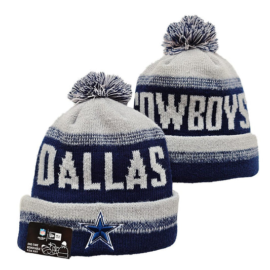 Gray/Navy/White Football Beanie