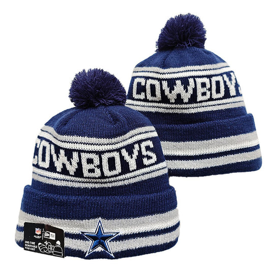 Navy/White Football Beanie