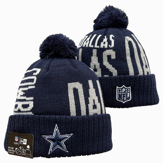 Navy/White Football Beanie