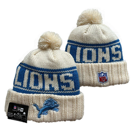 Cream/Blue Football Beanie