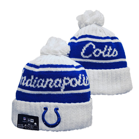 White/Blue Football Beanie