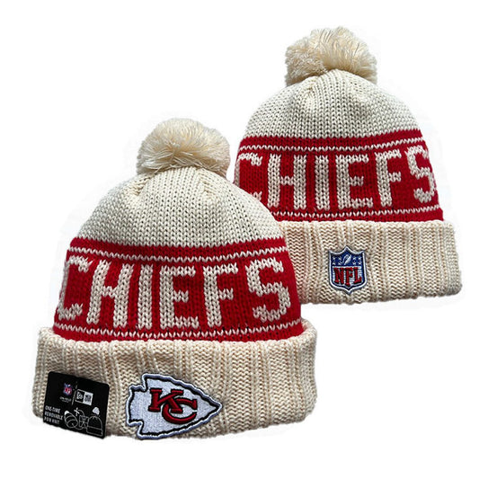 Cream/Red Football Beanie