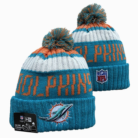 Teal/Orange/White Football Beanie