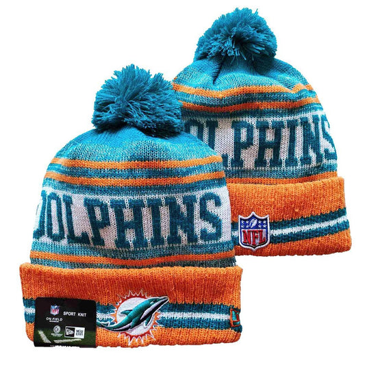 Teal/Orange/White Football Beanie