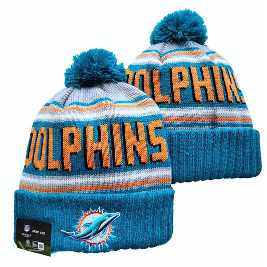 Teal/Gray/Orange/White Football Beanie