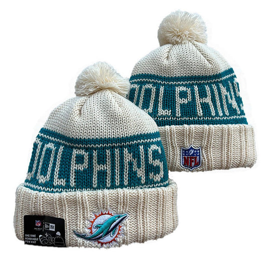 Cream/Teal Football Beanie
