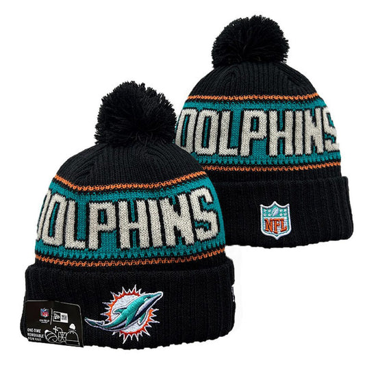 Black/Teal/White/Orange Football Beanie