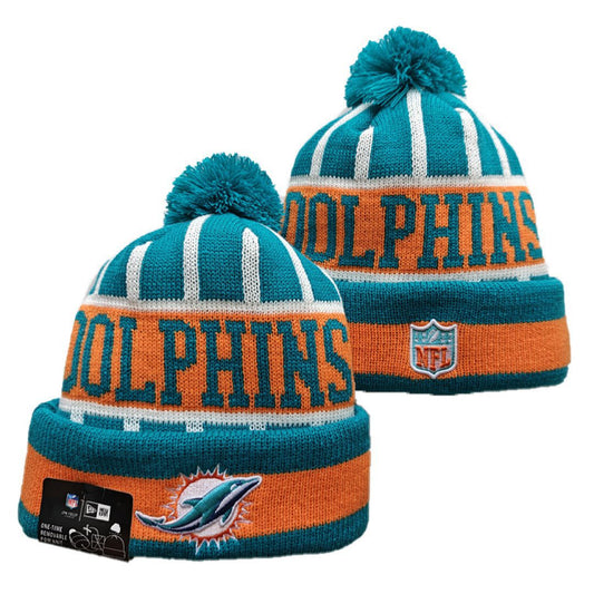 Teal/Orange/White Football Beanie