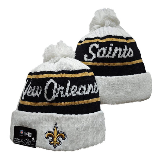 White/Black/Gold Football Beanie