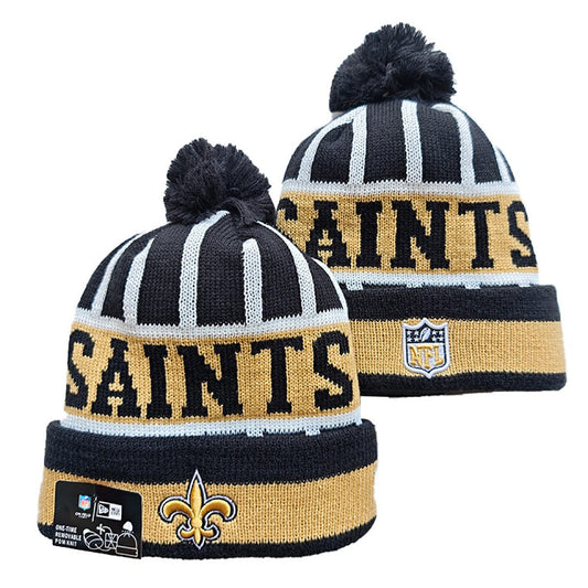 Black/Gold/White Football Beanie