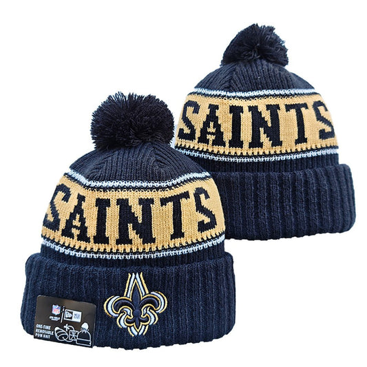 Black/Gold/White Football Beanie
