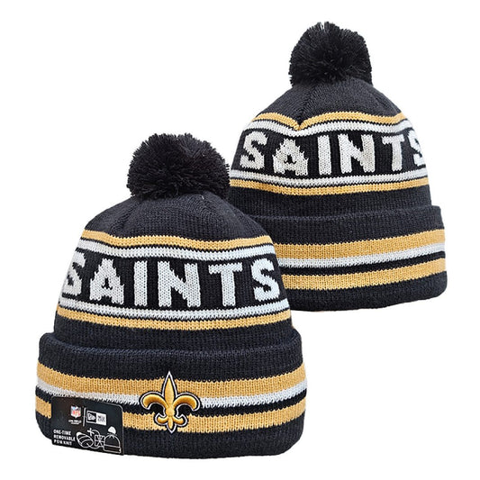 Black/Gold/White Football Beanie
