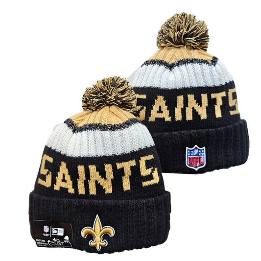 Black/Gold/White Football Beanie