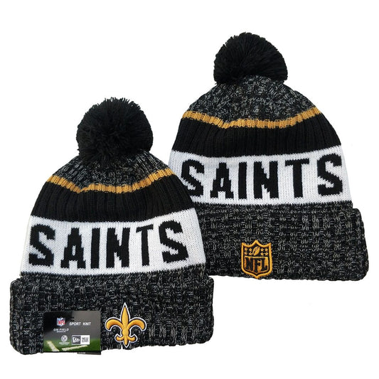 Black/Gray/White/Gold Football Beanie