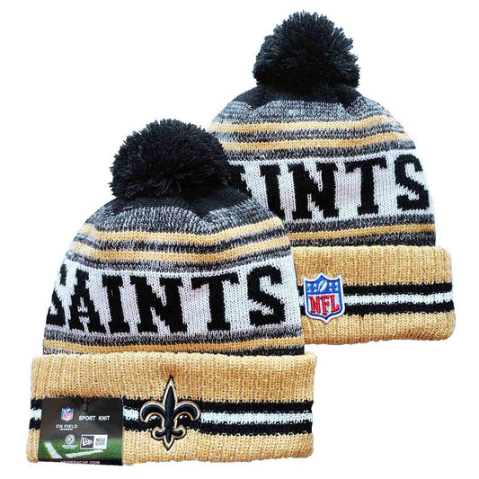 Gold/Black/White/Gray Football Beanie