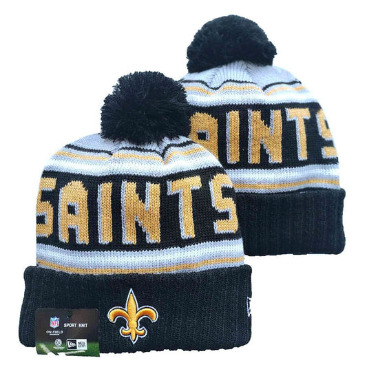 Black/Gold/White Football Beanie