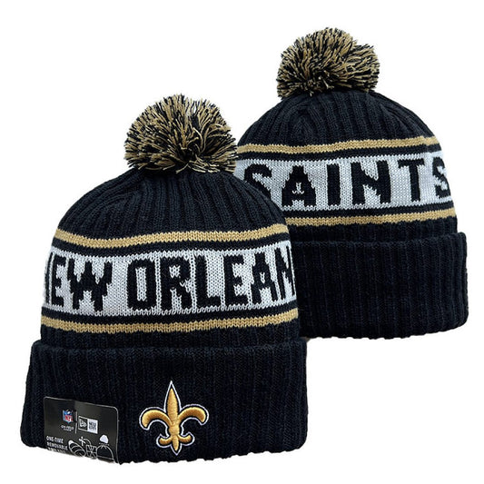 Black/Gold/White Football Beanie